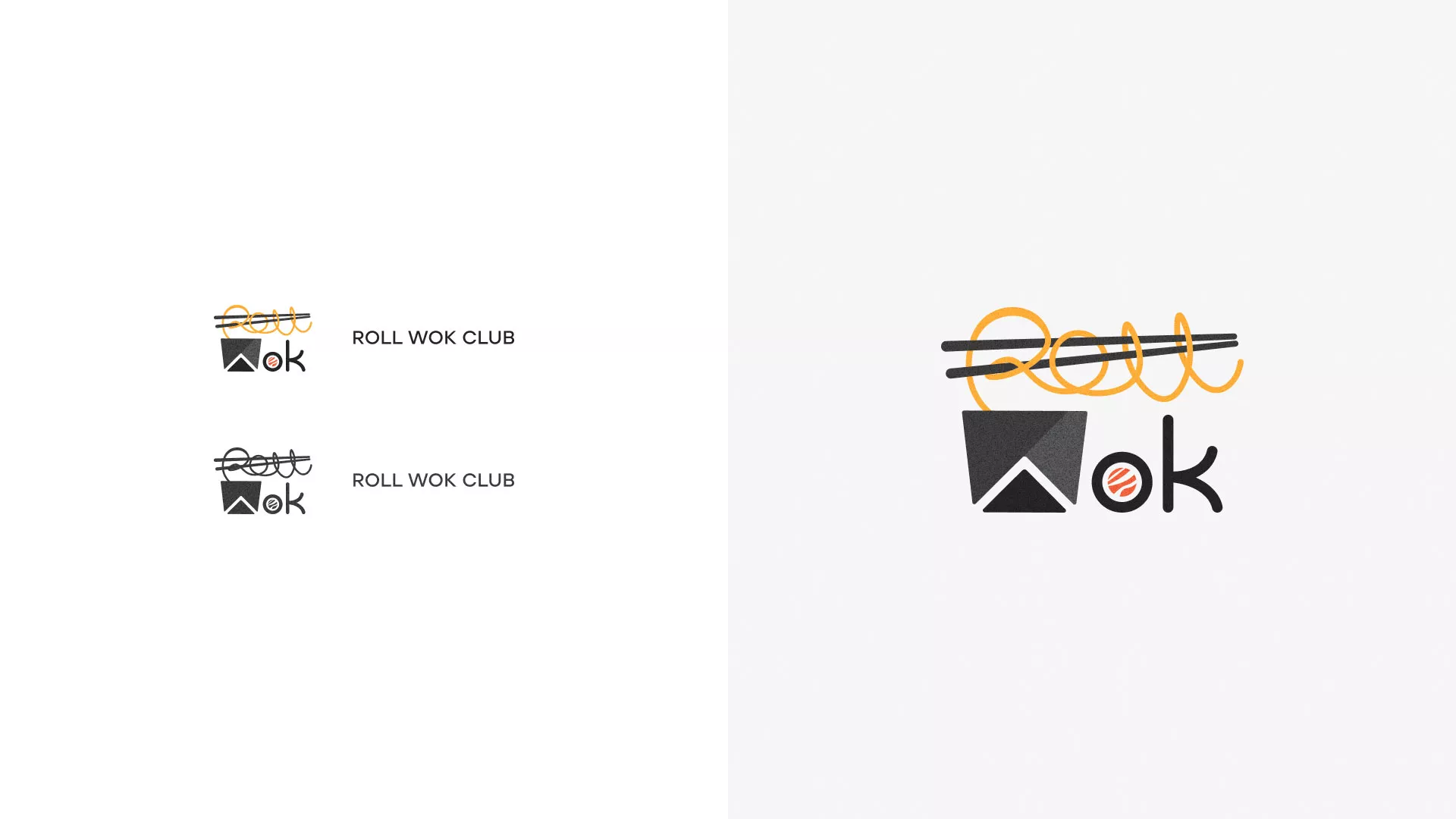 Разработка логотипа суши-бара «Roll Wok Club» в Горбатове